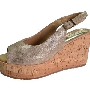 CORDANI ITALY Janey Cork Wedge Platform Sandals